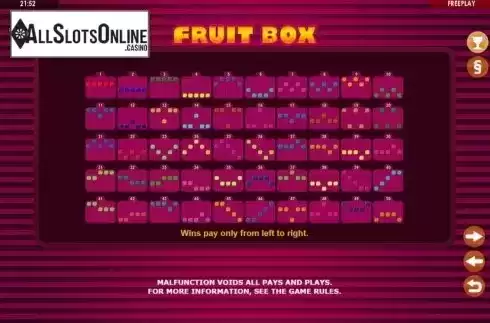 Paylines. Fruit Box from Amatic Industries