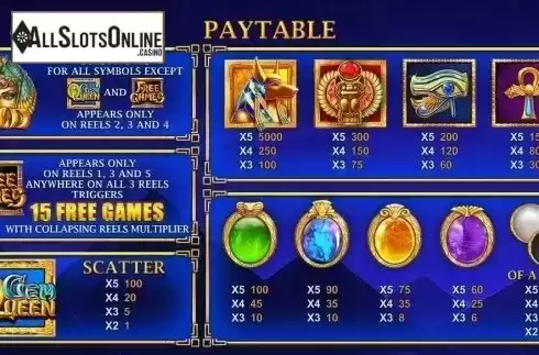 Paytable. Gem Queen from Skywind Group