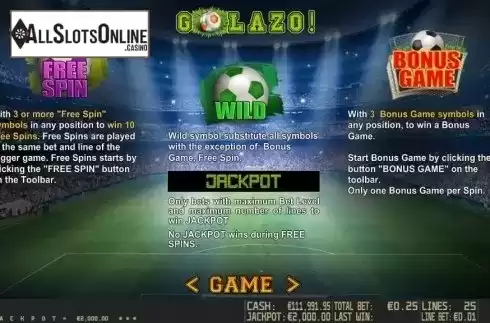 Paytable 2. Golazo HD from World Match