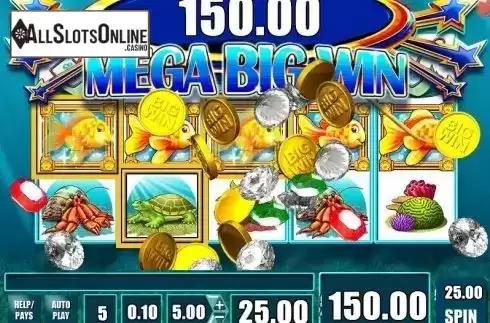 Mega Big Win screen. Gold Fish (WMS) from WMS