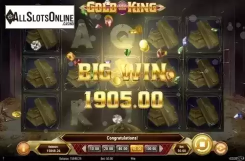 Big Win screen. Gold King from Play'n Go