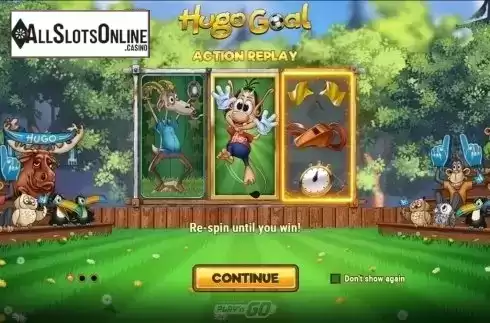Intro Game screen 1. Hugo Goal from Play'n Go