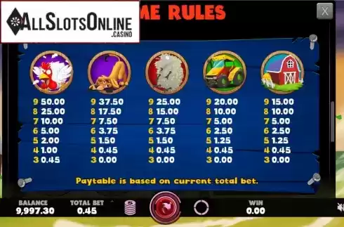 Paytable 2. Hurricash from Caleta Gaming