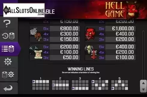 Paytable 2. Hell Game from Apollo Games