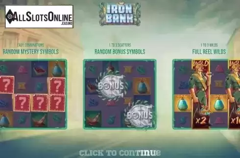 Start Screen. Iron Bank from Relax Gaming
