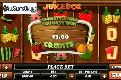 Win screen. Juice Box from PlayPearls