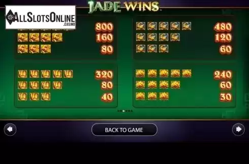 Paytable 1. Jade Wins from AGS
