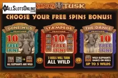 Free Spins Screen. King Tusk from Microgaming