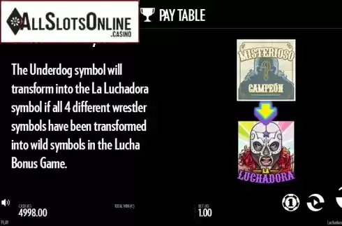 Paytable 2. Luchadora from Thunderkick
