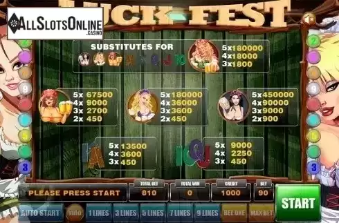 Paytable . Luck Fest from GameX
