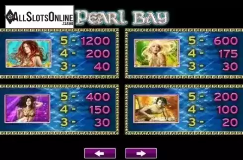 Paytable 1. Pearl Bay (High 5 Games) from High 5 Games