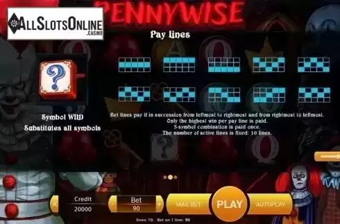Paytable 2. Pennywise from X Play