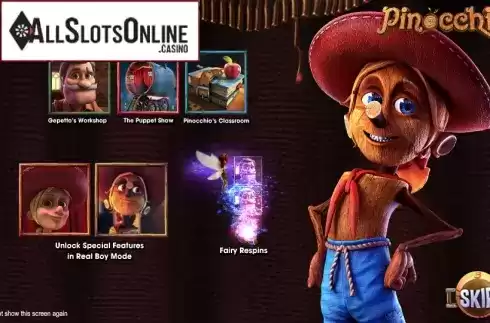 Game features. Pinocchio (Betsoft) from Betsoft