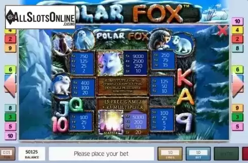 Paytable. Polar Fox from Novomatic