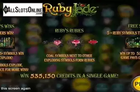 Start Screen. Ruby Jade from Nucleus Gaming