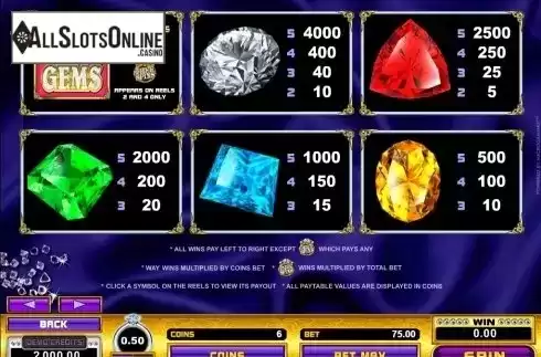Screen5. Reel Gems from Microgaming