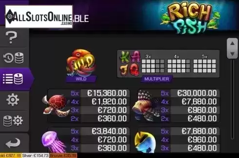 Paytable screen 1. Rich Fish from Apollo Games