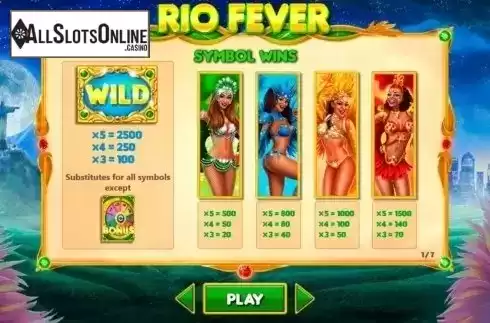 Paytable. Rio Fever (Pariplay) from Pariplay