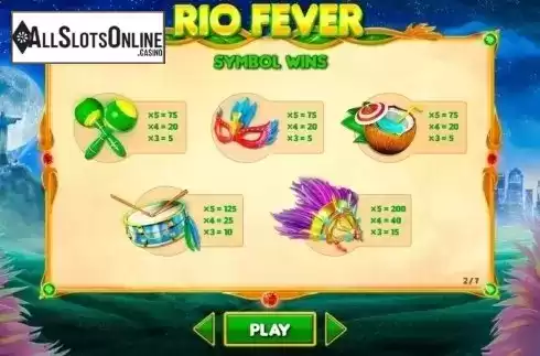 Paytable 2. Rio Fever (Pariplay) from Pariplay