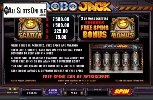 Screen2. Robo Jack from Microgaming