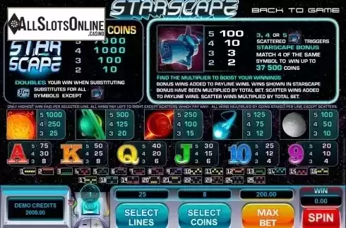Screen2. Starscape from Microgaming