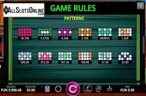 Paylines screen. Saga Loca from Caleta Gaming