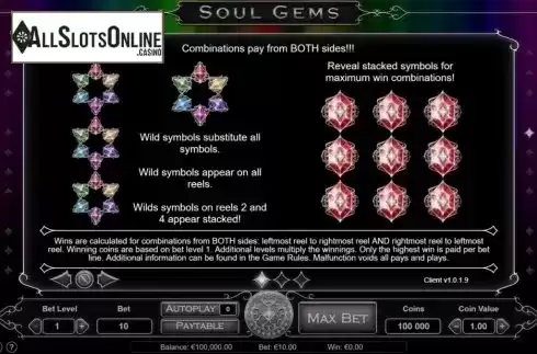 Paytable 1. Soul Gems from Gameway