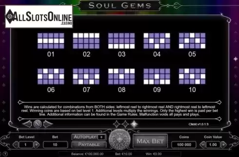 Paytable 3. Soul Gems from Gameway