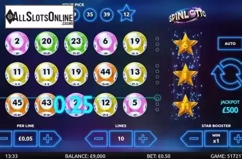 Win Screen. Spinlotto from gamevy