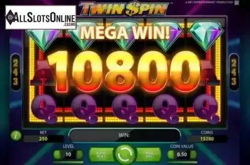 Mega win screen. Twin Spin from NetEnt