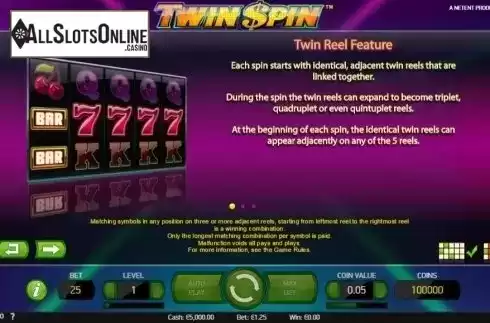Paytable 1. Twin Spin from NetEnt