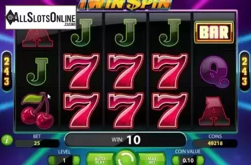 Win screen. Twin Spin from NetEnt