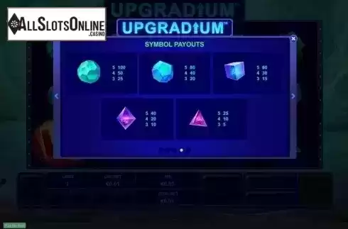 Paytable 2. Upgradium from Playtech