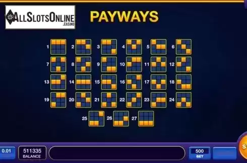 Paylines screen. Upper Hot from InBet Games
