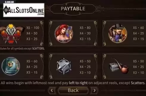 Paytable 1. West Wild from Dream Tech