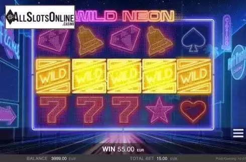 Wild Win screen. Wild Neon from Push Gaming