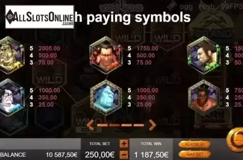 Paytable 1. Wild Sumo from Gamatron