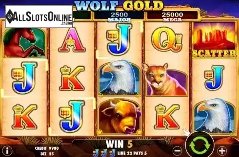 Win screen. Wolf Gold from Pragmatic Play