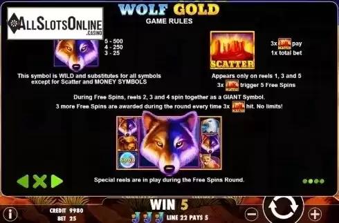 Paytable 2. Wolf Gold from Pragmatic Play