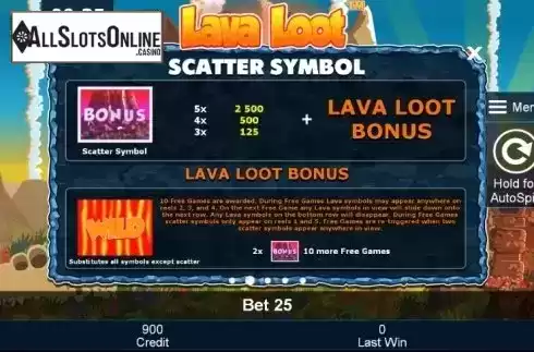 Paytable 2. Lava Loot from Greentube