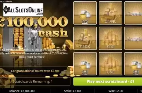 Win Screen 2. 100k Cash from Gluck Games