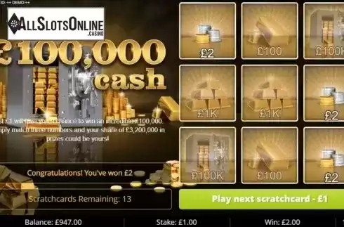 Win Screen 3. 100k Cash from Gluck Games