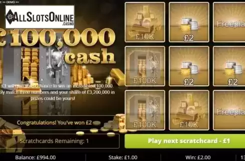 Win Screen 4. 100k Cash from Gluck Games