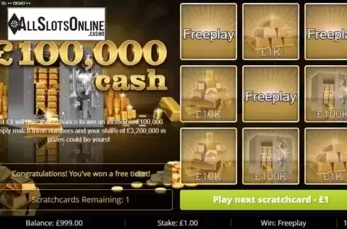 Win Screen. 100k Cash from Gluck Games