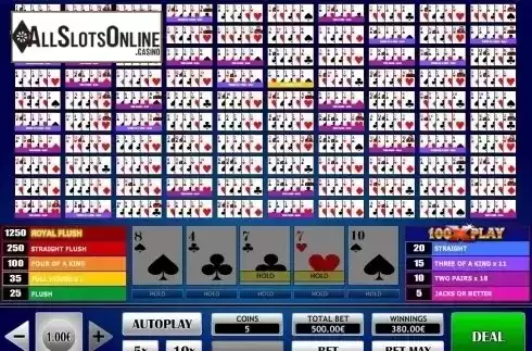 Game Screen. 100x Play Poker from iSoftBet