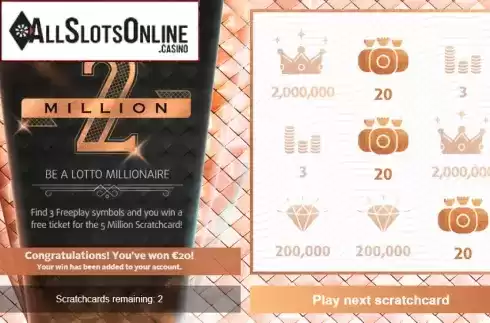 Win screen. 2 Million from Gluck Games