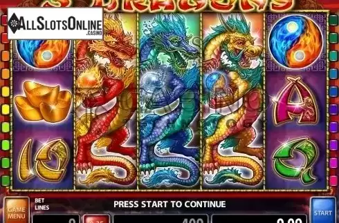 Win screen. 3 Dragons from Casino Technology