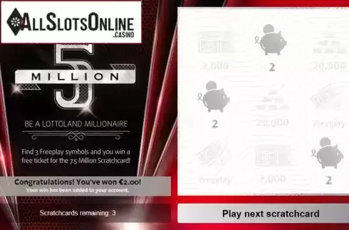 Win screen 2. 5 Million from Gluck Games