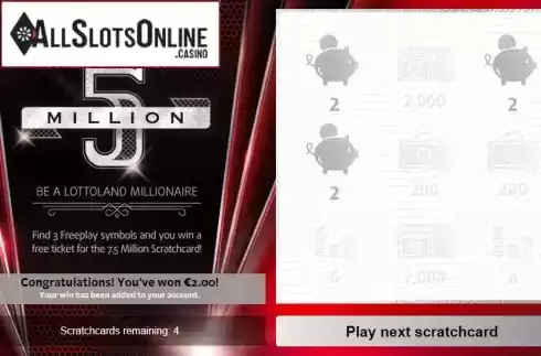 Win screen 1. 5 Million from Gluck Games