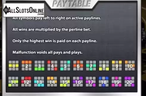 Paytable 1. 777 Vegas from KA Gaming